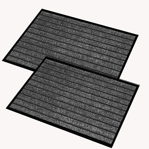 AMEHA Door Mat 40x60cm 2 Pack, Gray - Door Mats Outdoor & Indoor Non Slip Washable Rug Dirt Trapper Heavy Duty Rubber Floor Mat Entrance Rug Super Absorbent Front Doormats
