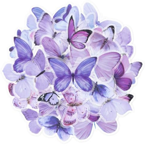 40 Stück Schmetterlings-Aufkleber, transparente bunte Schmetterlings-Aufkleber, PET, Vintage-Schmetterling, dekorative Aufkleber für Sammelalbum, Handwerk, DIY, Kunst, Bullet Journals, Junk Journal