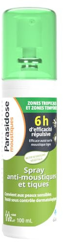 Parasidose Moustiques Zone Tropicale et Zone Tempérée Spray Anti-Moustiques et Tiques 100 ml