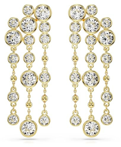 Swarovski Imber Drop-Ohrhänger, Rundschliff, Chandelier, Weiß, Goldlegierungsschicht