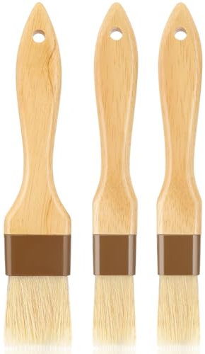Amaxiu Lot de 3 pinceaux à pâtisserie pour pâtisserie, badigeonnage poils de sanglier et manche en bois de hêtre brosse à huile culinaire facile à nettoyer brosse à beurre pour aliments