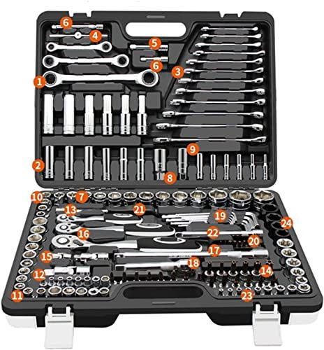 Llave dinamométrica de trinquete, combinación de Llaves, Herramientas manuales de reparación automática para Kit de Coche, Juego de Llaves inglesas