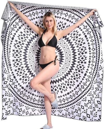 Strandtuch XXL 180x180 Strandhandtuch Groß Mikrofaser Strandtücher Beach Towel Strandhandtücher Damen Sandfrei Strandurlaub Strandbadetuch Zubehör Urlaub Must Haves Strand Gadget Geschenke für Frauen