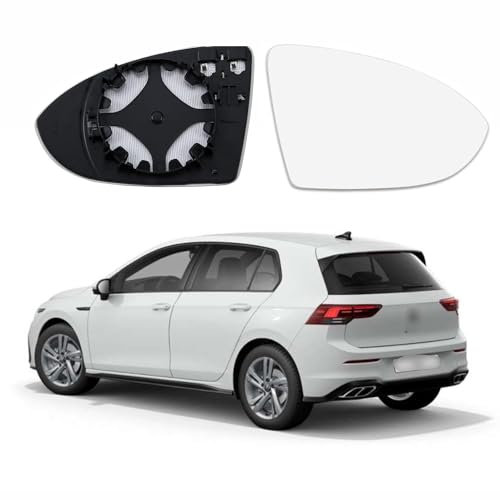 Yungeln Spiegelglas für Golf 7 Links Beheizbar Außenspiegel Links Fahrerseite Beheizbar Asphärisch mit Trägerplatte Außenspiegel OEM: V.W 5G0857522
