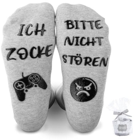 Yumcute Gaming Socken für Jungs und Männer - Spruch Socken Größe 36-45 - Geschenke für Opa