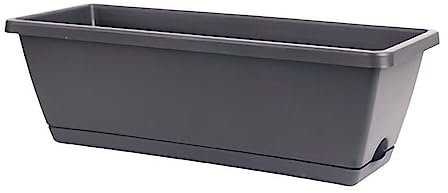 JOROBURO Fioriere per Ortaggi, Vasi in Plastica per Fiori e Ortaggi Contenitori per Piante, Fioriera Rettangolare Fioriera per Finestra per Balcone Casa(50x19cm/19.7x7.5in-Grigio Scuro)