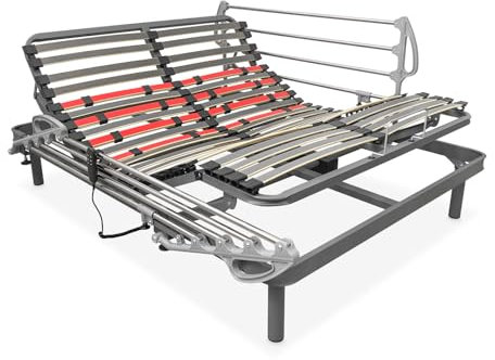 Homey - Cama Eléctrica Articulada Flexipro con 5 Planos y Estructura Reforzada + Juego de Barandillas Abatibles - Ergonómica, Fiable y Silenciosa, Motor Alemán, 150 x 190
