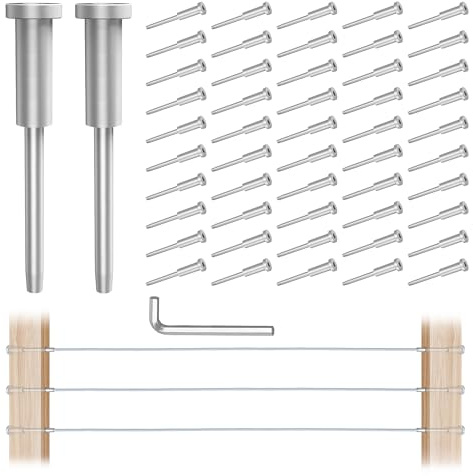 Skoworm Lot de 50 tendeurs de câble invisibles en acier inoxydable T316 de 0,3 cm pour poteaux en bois et métal de 5,1 cm