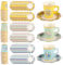 120pz Talking Tables Tazze, Set di Stoviglie Usa e Getta 60 Tazze da tè in Carta con Manico 60 Piattini in Pizzo Stoviglie Floreali per Feste per Ragazze Forniture per Tea Party