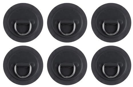 PATIKIL D-Ring Patch, 6 Pcs Stainless Steel D-Ring PVC Patch Pad No Glue Include for Inflatable Boat Paddle Board Canoe Surfboard, Black