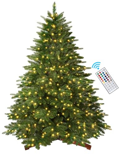 SHareconn 6ft Artificial Christmas Tree, with Remote Controlled 340 Multi-Color RGB Lights, 1044 Branches Tips, Perfect Choice Decoration for Xmas Holiday, Green