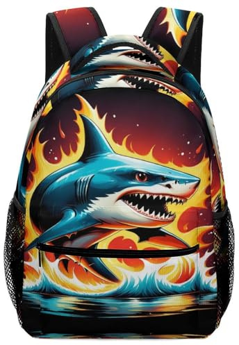 VesFy Wilde Haie Kinderrucksack Sea Tiers Marine Tiers Grundschule Ranzen Büchertaschen Buchtasche Rucksäcke Für Teenager Kinder One Size