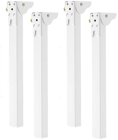 X1NGFU Lot de 4 Pied de Table Rabattable,Pieds de Bureau Pieds de Meubles Fer,Pieds de Support de Rechange en métal,Charnières Autobloquantes,pour Lit Table Canapés,avec vis (40cm,White)