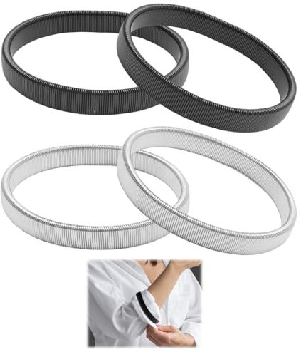 Sleeve Garters Anti-slip Metal Shirt Sleeve Holders for Women Men, Elastic Arm Bands for Shirt Sleeves, Fashion Stretchy Cuff Adjusters for Office Workers/Waiters/Bar Staff (One Size: 3.93-29 in)