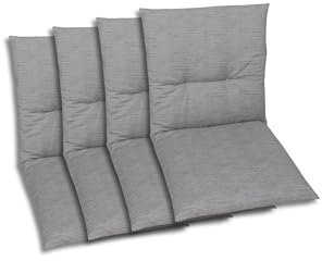 GO-DE Textil Bequeme und attraktive Polsterauflagen für Niederlehner-Gartenstühle (4er-Set, Uni Grau, Niederlehner)