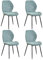 JZGORC Lot de 4 Chaise de Salle à Manger, Chaise de Cuisine en Lin, avec Pieds en Métal Noir, Coussin en Tissu Rempli D'éponge à Rebond Haute Densité, Convient pour Salle à Manger, Cuisine - Vert