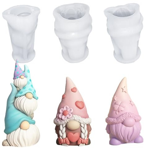 Fleymu 3 Pezzi Stampi in Silicone Stampi di Fusione Pasqua, 2025 Nuovo Stampo in Silicone Pasqua, Fai da te Pasqua Gnomo, 3D Gnomo Stampo in Silicone, per la Decorazione di Primavera Fai da te