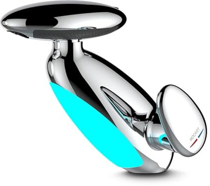 Grifo de baño extensible con iluminación multicolor, 4 modos, giratorio 360°, extensible, cartucho de cerámica, grifo de baño con conector de 3/8 pulgadas (plateado cromado)