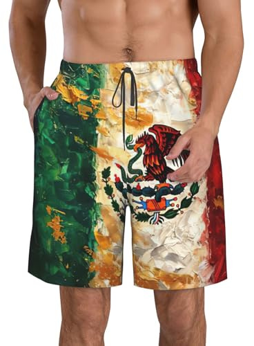 FWJZDSP Maillot de Bain pour Homme avec imprimé Drapeau Mexicain et américain