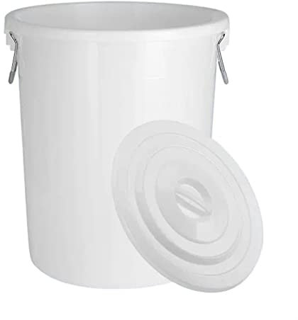 Grande poubelle Poubelle 50/60/100/160/280L, poubelle commerciale de grande capacité avec couvercle, poubelle épaisse de cuisine domestique, poubelle industrielle ronde poubelle jardin(280L,White with
