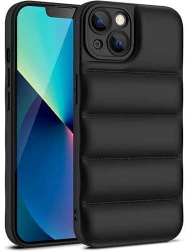 SSASMEU Luxury Down Jacket Phone Case For iPhone 15 14 13 12 11 Pro XS Max X XR 7 8 Plus The Puffer Case Soft Silicone Shockproof Cover,B,Black,For iphone 13Pro Max