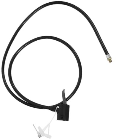 Black Plastic Tire Inflator Hose Adapter with Gauge for Bike Pumps | Portable Multi-function Accessory, Quick Inflation Connector for Valve Types, Reusable Hose Part