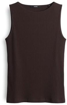 someday Damen Top | Kamia Slim Jerseytop in Rippstrickoptik Dark Espresso, 40