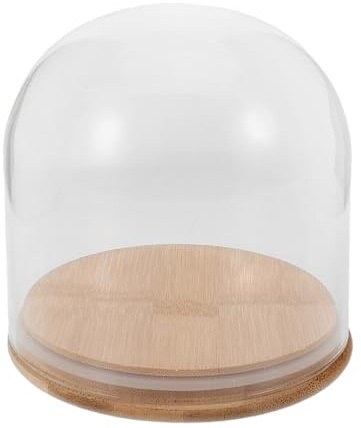NIYANGLE Cloche Bell Jar Glass Dome Cloche with Base 5.89 x 5.89 Inch Eternal Flower Display Dome for Specimen Flower Storage & Action Figurine Display