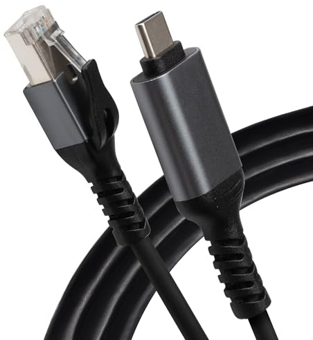 Maplin USB‑C to RJ45 Cat 8 Ethernet Cable 1M, 40Gbps, 2000MHz, Plug & Play, Shielded LAN Cable, Compatible with Cat7/Cat6a/Cat6/Cat5e