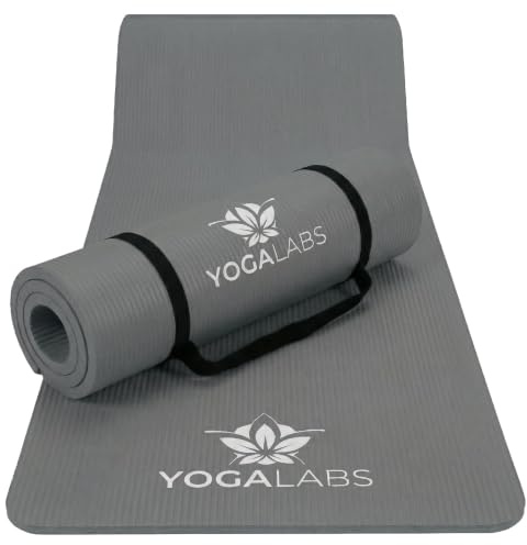 YOGALABS Yogamatte NBR extra dick 1,5 cm, rutschfest, 183×61 cm | Gymnastikmatte mit weicher Polsterung, Tragegurt & Mesh-Tasche – für Pilates, Fitness, Stretching und Bodenübungen