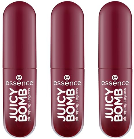 essence JUICY BOMB plumping lipgloss, Nr. 02, Rot, vergrößernd, glänzend, vegan, ohne Konservierungsstoffe, ohne Parabene, ohne Mikroplastikpartikel, 3er Pack (3x2.6ml)