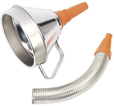 Sealey FM16F Ø160mm Metal Funnel with Flexible Spout & Filter