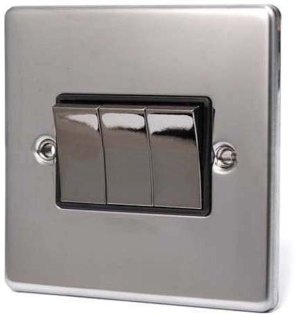BLACK NICKEL 3 GANG 2 WAY 6 AMP LIGHT SWITCH C306BNB