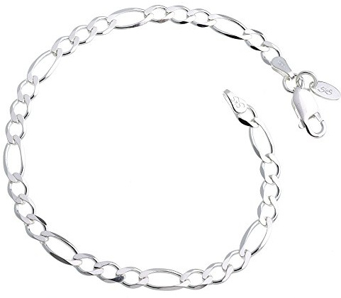 Massives 4,5mm Figaro Armband - 925 Sterling Silber, Länge 16-25cm …