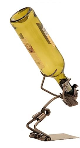 Extravaganter Wein Flaschenhalter Lustiger Trinker aus Metall Höhe 21 cm