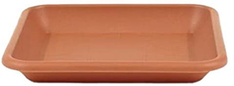 greemotion Soucoupe carrée pour pot de fleur 20 x 20 cm - Dessous de pot de fleur en plastique marron aspect terre cuite - Plateau pour jardinière résistant aux UV et au gel