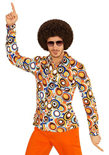 70er Jahre Retro Hemd mit und ohne Muster Disco Herren Kostüm Siebziger Schlager, Größe:XXL, Farbe:Bubbles