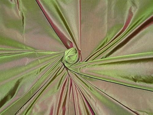 Taft-Stoff, 100 % Seide, Grün x Pink, 137 cm, TAF90 [2]