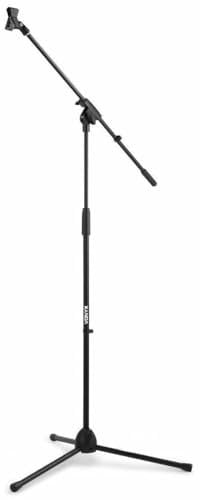 Vonyx MS10 Pied de Microphone Noir avec Support de Microphone, Haute Qualité, Noir, Matériel Professionnel, Réglable à Souhait, Matériel Compact, Facile à Transporté, Livré sans Microphone