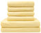 ZOLLNER Handtuch Set aus 4 Handtücher 50x100 cm & 2 Duschtücher 70x140 cm - saugstarke und weiche Tücher in gelb - mit praktischem Aufhänger - waschbar bis 60°C - Baumwolle - Hotelqualität