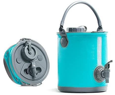Colapz Distributeur d'eau Pliable avec Robinet, 8 L, Vert Olive, sans BPA - Jerricane d'eau 2 en 1, Seau Pliable Camping et Arrosoir avec Couvercle - Bidon d'eau avec Robinet de Camping Étanche