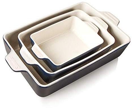 Sweejar Home Ceramic Bakeware Set, Rectangular Baking Dish Lasagna Pans for Cooking, Kitchen, Cake Dinner, Banquet and Daily Use, 30 x 20 x 7 cm of Casserole Dishes (Navy)