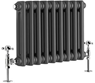 Warmehaus - Radiatore orizzontale tradizionale in ghisa antracite a doppia colonna 300 x 425 mm - Perfetto per bagni, cucina, soggiorno