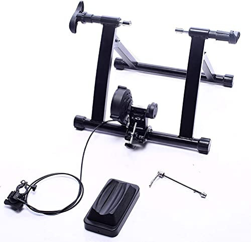 BalanceFrom Bike Trainer Ständer Stahl Fahrradübung Magnetischer Ständer mit Vorderrad Riser Block, Schwarz