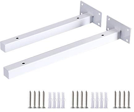 DIYH Support D'étagère Blanc Mural Rétro, Equerre Etagere Industrielle, Etagere Murale Fixation Invisible, Décoration Et Rangement, Noir Supports De Tablette (2 Pcs)