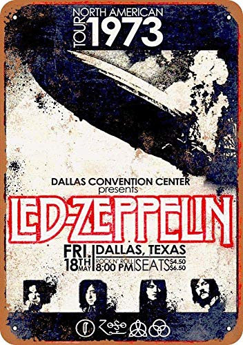 Led Zeppelin in Dallas Blechschild Wanddekoration Metall Poster Retro Schild Warnschild Basteln für Büro Cafe Club Bar