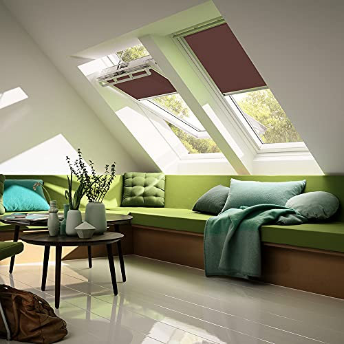 VELUX Original Sichtschutzrollo (RFL), Silberne Seitenschienen, S10, 610, 10, Rehbraun // RFL S10 4162S