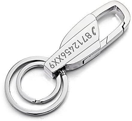Customized Keychain for Car Plate Number Logo Anti-Lost Keyring Engraved Name Key Chain Ring Pretty Gift for Men Personalised Keyring dad Keyring (One Side Engrave)