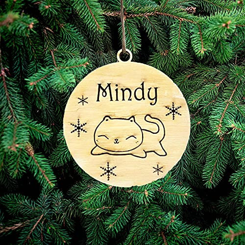 Personalisierte Katze Ornament Weihnachtsbaumschmuck Weihnachtsdeko Weihnachtsdeko aus Holz Weihnachtsbaum Deko Weihnachtsdekoration Ornament Holz Christbaumschmuck mit Katzennamen