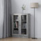 Ksodgun Armoire à vitrine Gris béton 82,5x30,5x115 cm Aggloméré Bibliothèque Armoire à Livres Meuble de Rangement Salon Bureau Maison Intérieur